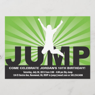 男の子のためのトランポリンの誕生日のパーティの招待状 招待状