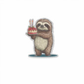 男の子のためのナマケモノのコスチュームの面白いバースデーケーキ シール (正面)