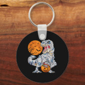 男の子のためのハロウィーン男の恐竜TレックスMummy Pumpki キーホルダー (正面)