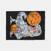 男の子のためのハロウィーン男の恐竜TレックスMummy Pumpki フリースブランケット (正面(横))