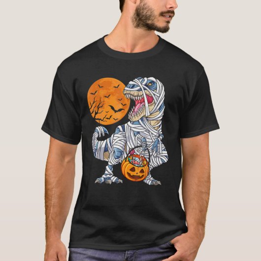 男の子のためのハロウィーンS恐竜Tレックスミイプム Tシャツ (正面)