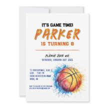 男の子のためのバスケットボールの誕生日の招待状