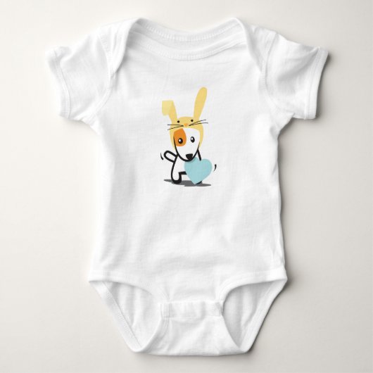 男の子のためのバニー・ドッグ ベビーボディスーツ (正面)