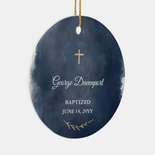 男の子のためのバプテスギフト – カスタム《キリスト教》洗礼式や命名式ギフト セラミックオーナメント (右)