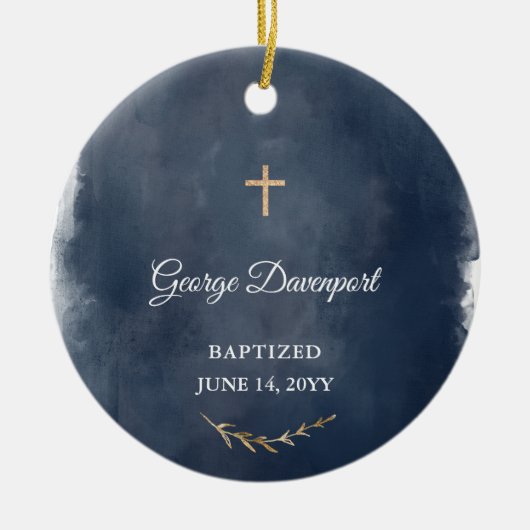 男の子のためのバプテスギフト – カスタム《キリスト教》洗礼式や命名式ギフト セラミックオーナメント (正面)