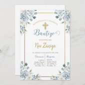 男の子のためのバプテスマの招待,招待バウティスモ 招待状 (正面/裏面)