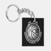 男の子のためのパーソナライズなバスケットボールのギフトあなたの色 キーホルダー (正面左)