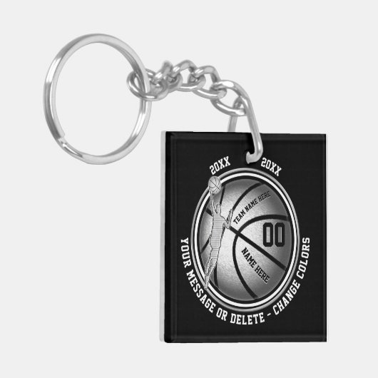 男の子のためのパーソナライズなバスケットボールのギフトあなたの色 キーホルダー (正面左)