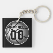 男の子のためのパーソナライズなバスケットボールのギフトあなたの色 キーホルダー (裏面)