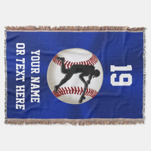 男の子のためのパーソナライズな野球のブランケット スローブランケット (正面)