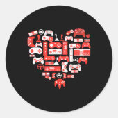 男の子のためのビデオゲームのバレンタインデー10代の若者 ラウンドシール (正面)