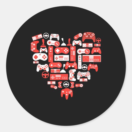 男の子のためのビデオゲームのバレンタインデー10代の若者 ラウンドシール (正面)