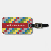 男の子のためのポップアートパターンカラフルな煉瓦 ラゲッジタグ (正面横)