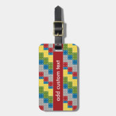 男の子のためのポップアートパターンカラフルな煉瓦 ラゲッジタグ (正面縦)