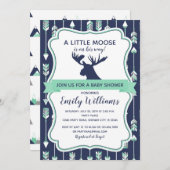 男の子のためのムースの赤ちゃんシャワーの招待 招待状 (正面/裏面)