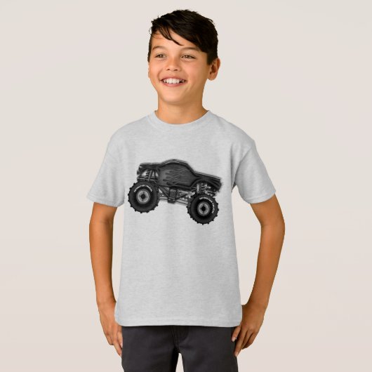 男の子のためのモンスタートラックのTシャツ Tシャツ (正面フル)