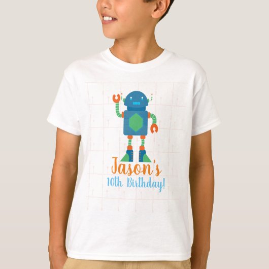 男の子のためのロボットロボット工学の誕生日のワイシャツ Tシャツ (正面)
