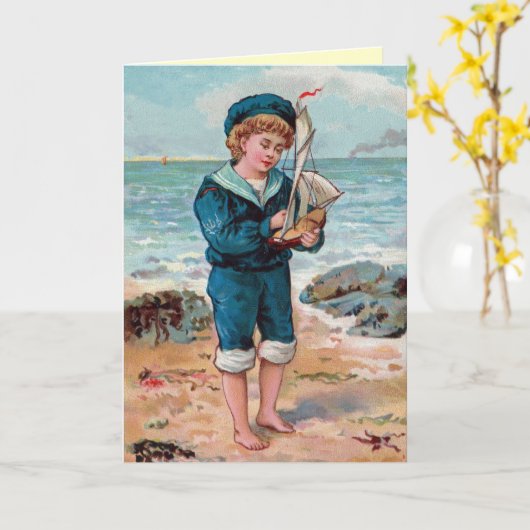 男の子のためのヴィンテージのバースデー・カード カード (黄色い花)