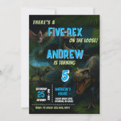 男の子のための個人的な恐竜の公園の誕生日パーティー 招待状 (正面)