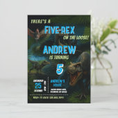 男の子のための個人的な恐竜の公園の誕生日パーティー 招待状 (スタンド正面)