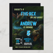 男の子のための個人的な恐竜の公園の誕生日パーティー 招待状 (正面/裏面)