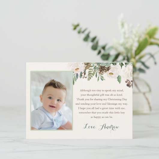 男の子のための冬の《キリスト教》洗礼式や命名式の洗礼のサンキューカード サンキューカード (スタンド正面)