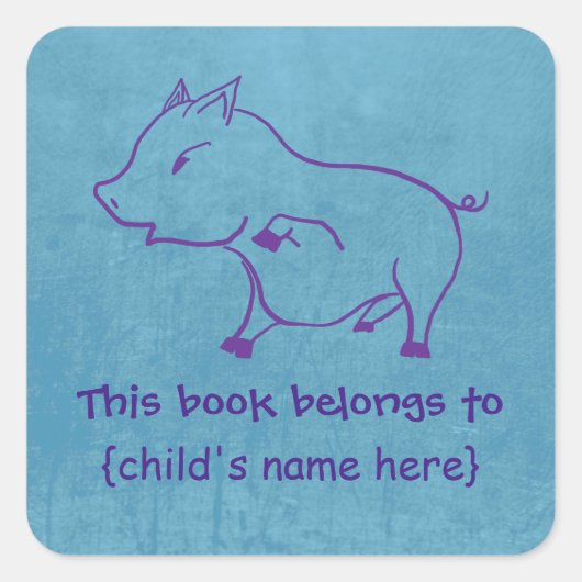 男の子のための可愛い小さな子豚 – 本は属している スクエアシール (正面)