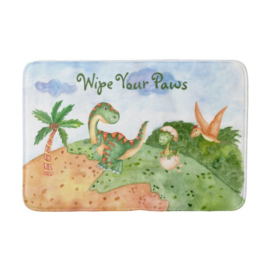 男の子のための可愛い恐竜 バスマット (正面)
