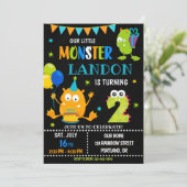 男の子のための小さなモンスターの誕生日の招待 招待状 (スタンド正面)