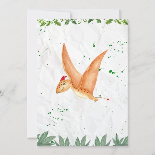 男の子のための恐竜の誕生日の招待状 招待状 (裏面)