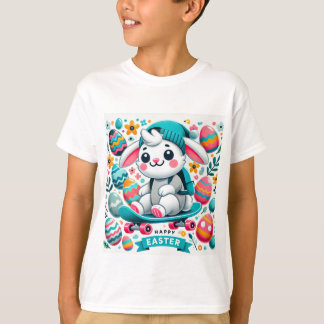 男の子のための愛らしいイースターバニーTシャツ Tシャツ
