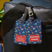 男の子のための手描きトラクターのパターン荷物タグ ラゲッジタグ