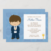 男の子のための最初聖餐の招待状 招待状 (正面/裏面)