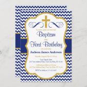 男の子のための洗礼そして最初誕生日の招待状 招待状 (正面/裏面)