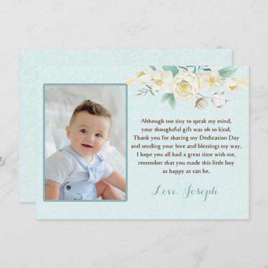 男の子のための献呈の宗教サンキューカード サンキューカード (正面/裏面)