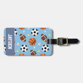 男の子のための球のスポーツがテーマのパターン ラゲッジタグ (正面横)