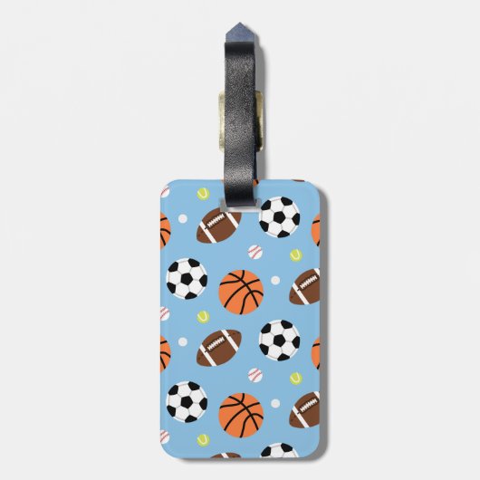 男の子のための球のスポーツがテーマのパターン ラゲッジタグ (裏面縦)