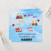 男の子のための第2誕生日カード | 兄の孫 カード (正面/裏面インサイチュ)