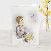 男の子のための聖餐の確認 カード (黄色い花)