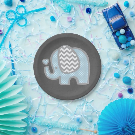 男の子のための象のベビーシャワーの紙皿 ペーパープレート (パーティー)