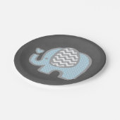 男の子のための象のベビーシャワーの紙皿 ペーパープレート (アングル)