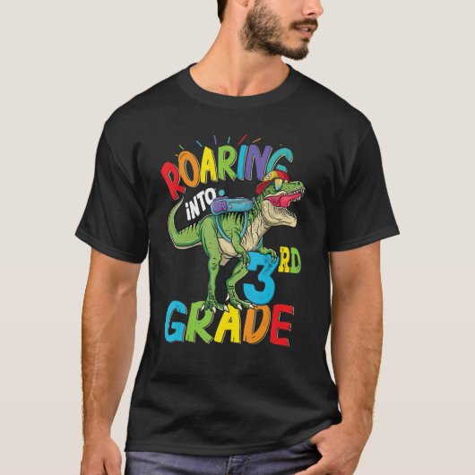 男の子のための轟音3年生の恐竜の新学期 Tシャツ (正面)