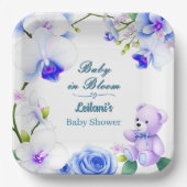 男の子のための開花フローラシャワーのベビー ペーパープレート (正面)