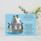 男の子のための陽気なパパのベビーシャワーの招待状 招待状 (スタンド正面)