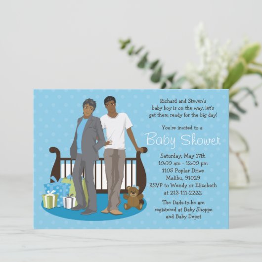 男の子のための陽気なパパのベビーシャワーの招待状 招待状 (スタンド正面)