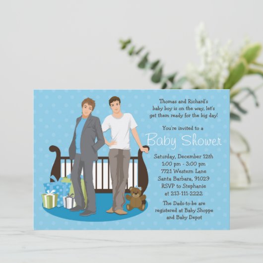 男の子のための陽気なパパのベビーシャワーの招待状 招待状 (スタンド正面)