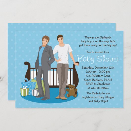 男の子のための陽気なパパのベビーシャワーの招待状 招待状 (正面/裏面)
