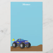 男の子のための青いモンスタートラックを、競争させます 便箋 (正面)