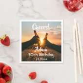 男の子のための50歳の誕生日パーティー応援ビール スタンダードカクテルナプキン (インサイチュ)