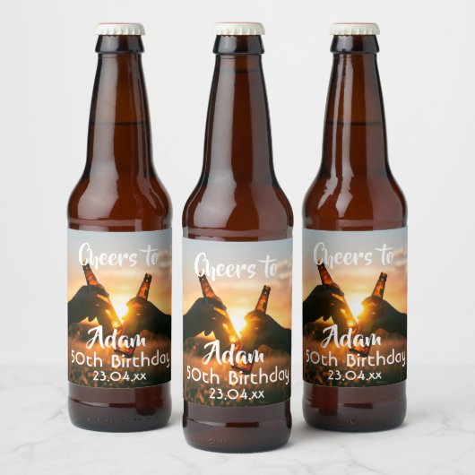 男の子のための50歳の誕生日パーティー応援ビール ビールラベル (ボトル)